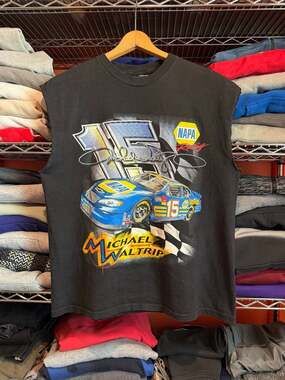 Y2K Michael Waltrip Chase Authentics Napa Racing #15 NASCAR Cut Off T-Shirt